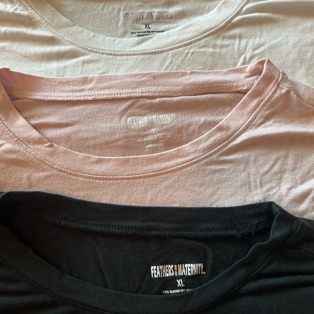 Feathers Maternity T-Shirt Set - Black, Pink, White